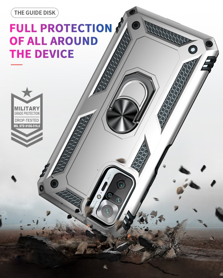 For Xiaomi Redmi Note 10 Pro Shockproof TPU + PC Protective Case with 360 Degree Rotating Holder(Silver) - Xiaomi Cases by PMC TechLife | Online Shopping South Africa | PMC TechLife