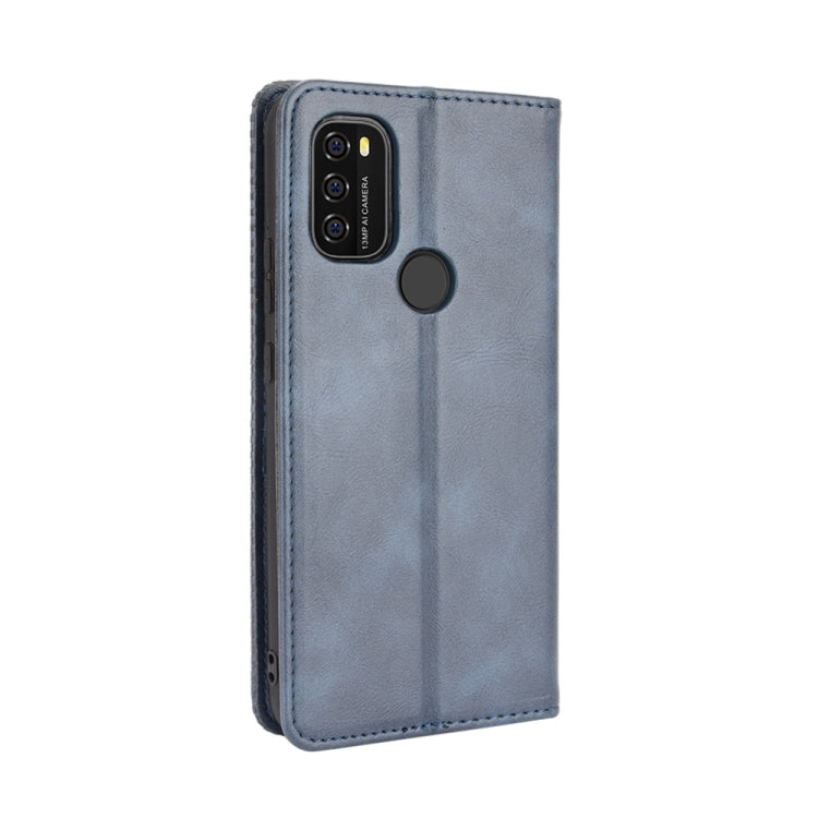 For Blackview A70 (2021) Magnetic Buckle Retro Crazy Horse Texture Horizontal Flip Leather Case with Holder & Card Slots & Photo Frame(Blue) - More Brand by PMC Jewellery | Online Shopping South Africa | PMC Jewellery | Buy Now Pay Later Mobicred