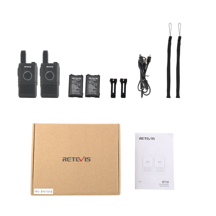 1 Pair RETEVIS RT18 PMR446 16CHS Dual PTT Handheld Walkie Talkie, EU Plug(Black) - Handheld Walkie Talkie by RETEVIS | Online Shopping South Africa | PMC Jewellery | Buy Now Pay Later Mobicred