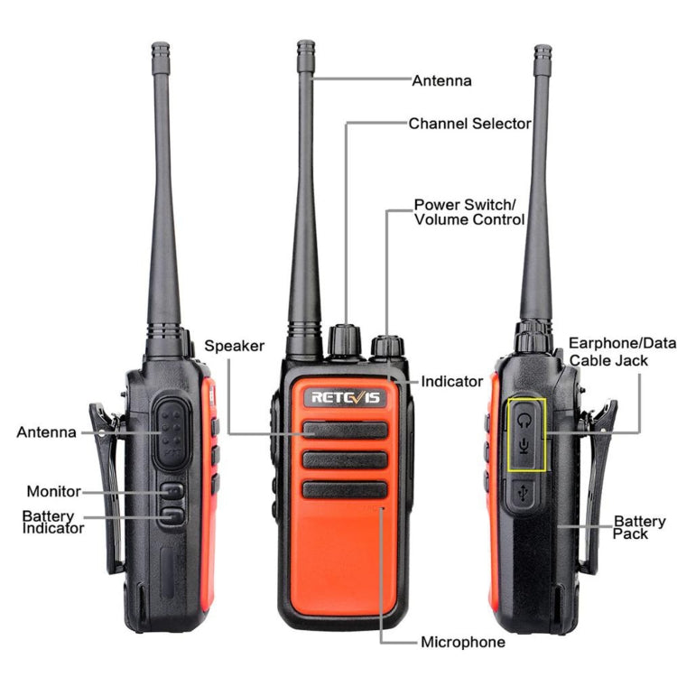 1 Pair RETEVIS RT66 PMR446 16CHS License-free Two Way Radio Handheld Walkie Talkie, EU Plug - Handheld Walkie Talkie by PMC Jewellery | Online Shopping South Africa | PMC Jewellery | Buy Now Pay Later Mobicred