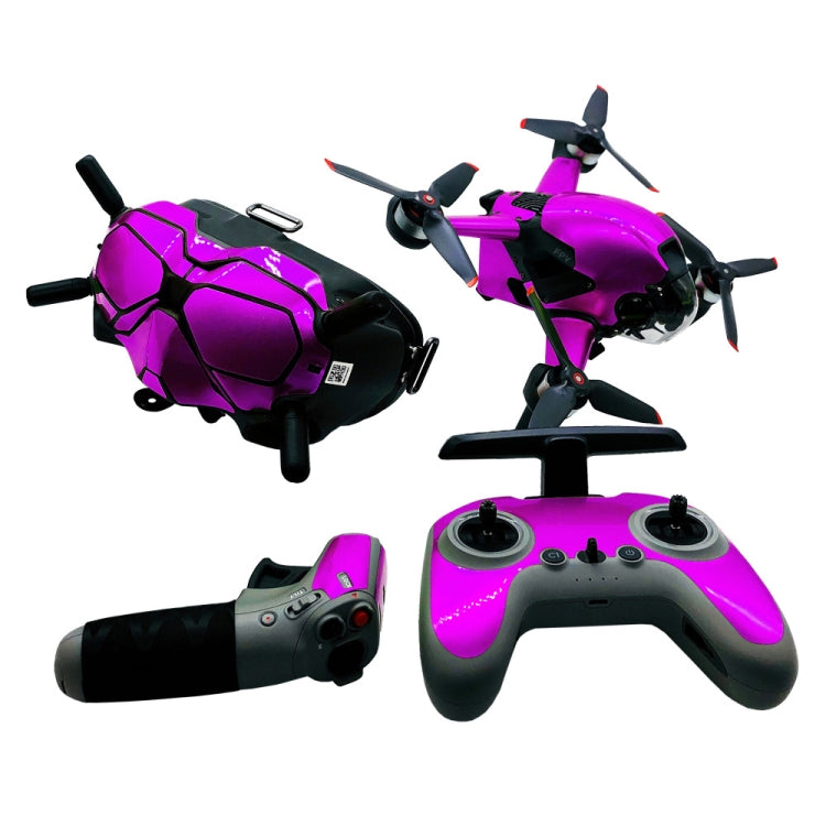 FPV-TZ-SF 4 in 1 Waterproof Anti-Scratch Decal Skin Wrap Stickers Personalized Film Kits for DJI FPV Drone & Goggles V2 & Remote Control & Rocker(Fluorescent Purple) - Protective Film & Stickers by PMC Jewellery | Online Shopping South Africa | PMC Jewellery | Buy Now Pay Later Mobicred