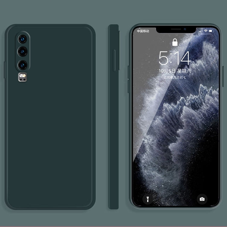 For Huawei P30 Solid Color Imitation Liquid Silicone Straight Edge Dropproof Full Coverage Protective Case(Dark Green) - Huawei Cases by PMC TechLife | Online Shopping South Africa | PMC TechLife