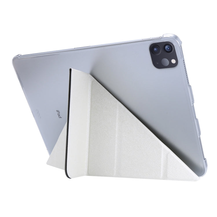 For iPad Air 13 2024 / iPad Pro 12.9 2022 / 2021 Silk Texture Horizontal Deformation Flip Leather Tablet Case with Holder(White) - iPad Pro 12.9 (2022/2021) Cases by PMC Jewellery | Online Shopping South Africa | PMC Jewellery | Buy Now Pay Later Mobicred