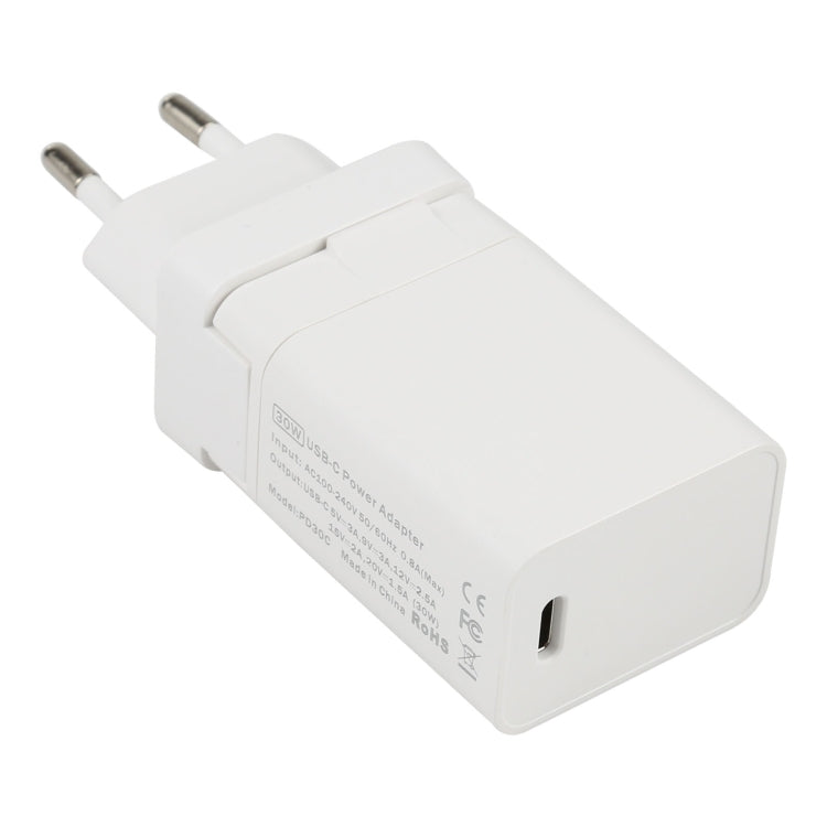 PD30C 30W USB-C / Type-C Port Fast Charging Travel Charger(EU Plug) - USB Charger by PMC Jewellery | Online Shopping South Africa | PMC Jewellery | Buy Now Pay Later Mobicred