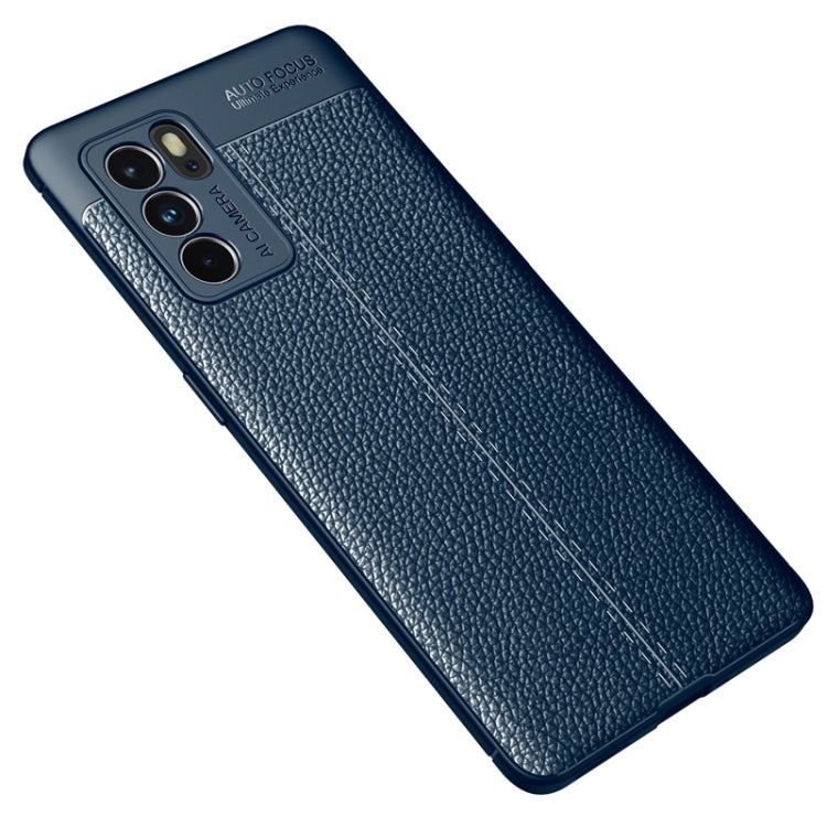 For OPPO Reno6 Pro 5G Litchi Texture TPU Shockproof Case(Blue) - OPPO Cases by PMC Jewellery | Online Shopping South Africa | PMC Jewellery