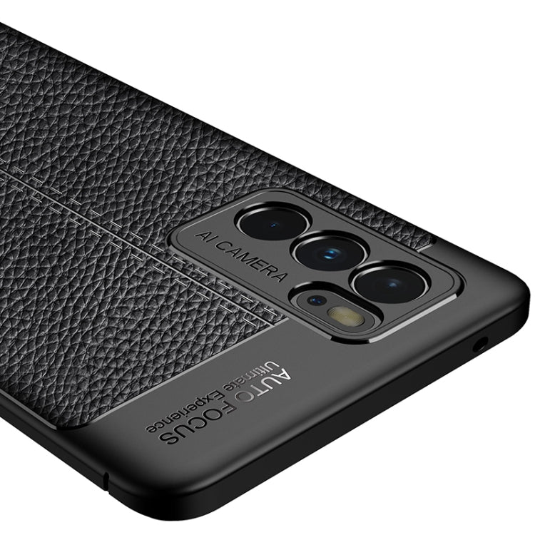 For OPPO Reno6 Pro 5G Litchi Texture TPU Shockproof Case(Blue) - OPPO Cases by PMC TechLife | Online Shopping South Africa | PMC TechLife