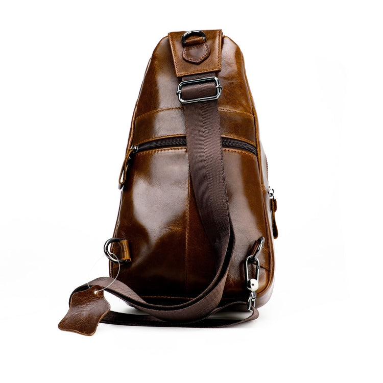 Men Leather Chest Bag Retro Shoulder Bag(Coffee) - Single-shoulder Bags by PMC TechLife | Online Shopping South Africa | PMC TechLife | Buy Now Pay Later Mobicred