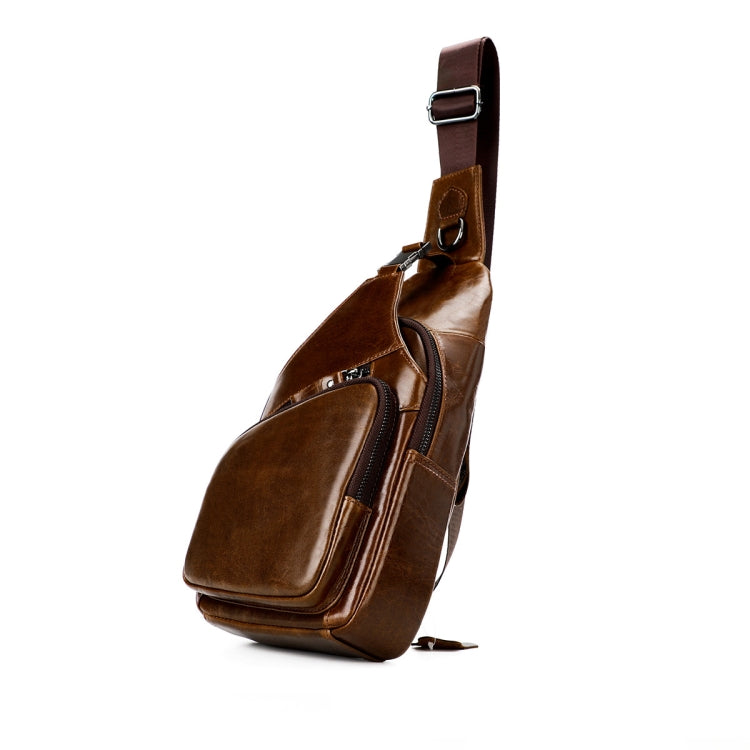 Men Leather Chest Bag Retro Shoulder Bag(Coffee) - Single-shoulder Bags by PMC TechLife | Online Shopping South Africa | PMC TechLife | Buy Now Pay Later Mobicred