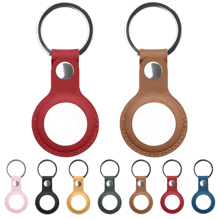 Mutural PU Leather Protective Case with Key Ring for AirTag(Dark Green) - Other by Mutural | Online Shopping South Africa | PMc TechLife | Buy Now Pay Later Mobicred