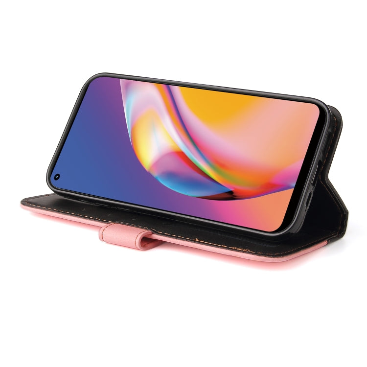 For OPPO A94 5G/F19 Pro+ 5G/Reno5 Z/A95 5G Business Stitching-Color Horizontal Flip PU Leather Case with Holder & Card Slots & Photo Frame & Lanyard(Pink) - OPPO Cases by PMC Jewellery | Online Shopping South Africa | PMC Jewellery | Buy Now Pay Later Mobicred