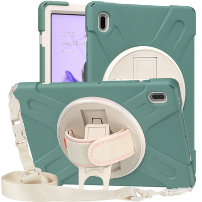 For Samsung Galaxy Tab S7 FE T730 / S7+ / S9+ /S8+ Silicone + PC Protective Case with Holder & Shoulder Strap(Emerald Green) - Other Galaxy Tab PC by PMC Jewellery | Online Shopping South Africa | PMC Jewellery | Buy Now Pay Later Mobicred