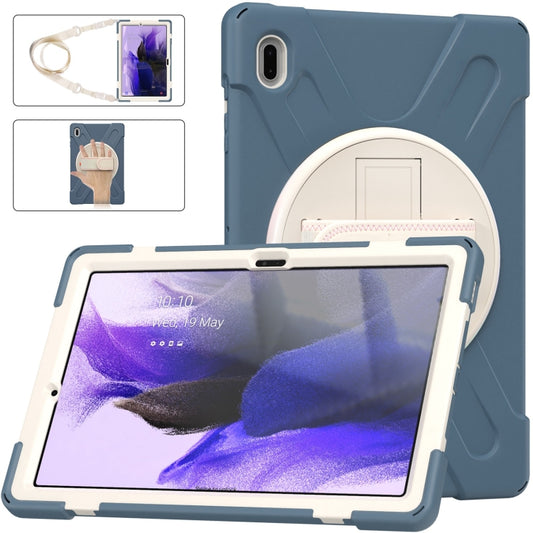 For Samsung Galaxy Tab S7 FE T730 / S7+ / S9+ /S8+ Silicone + PC Protective Case with Holder & Shoulder Strap(Cornflower Blue) - Other Galaxy Tab PC by PMC Jewellery | Online Shopping South Africa | PMC Jewellery | Buy Now Pay Later Mobicred