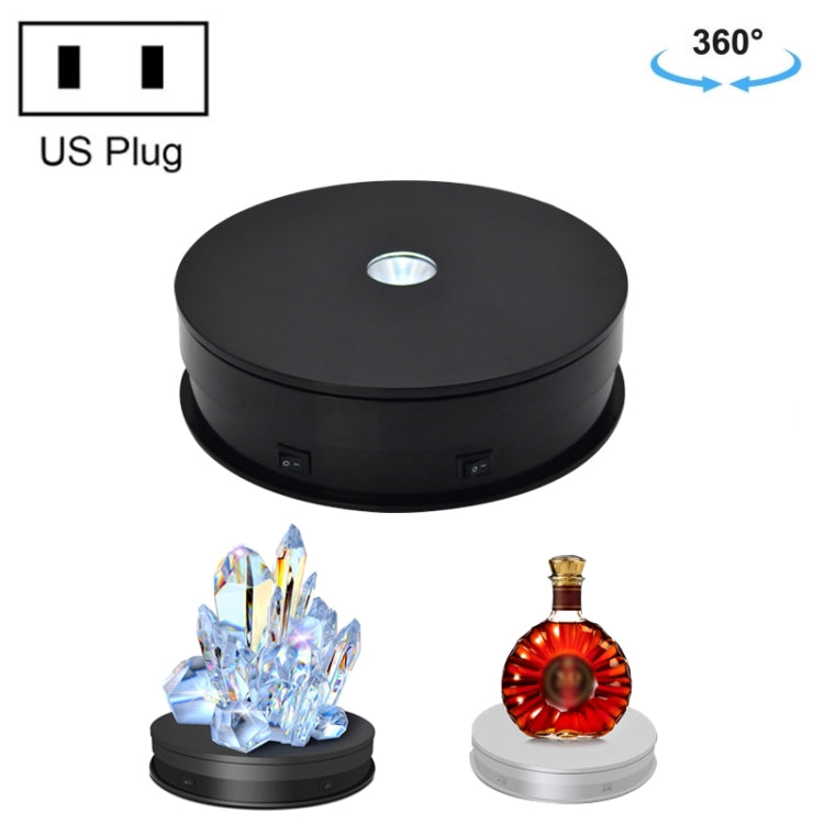 20cm Electric Rotating Turntable Display Stand LED Light Video Shooting Props Turntable, Power Plug:110V US Plug(Black) - free shipping - PMc TechLife - Order now!