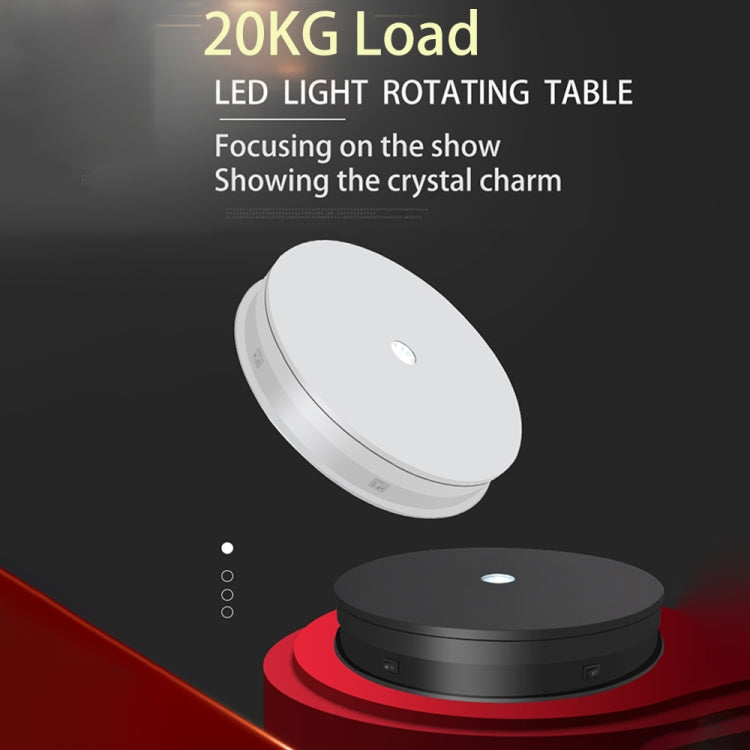 20cm Electric Rotating Turntable Display Stand LED Light Video Shooting Props Turntable, Power Plug:220V EU Plug(Black) - free shipping - PMc TechLife - Order now!