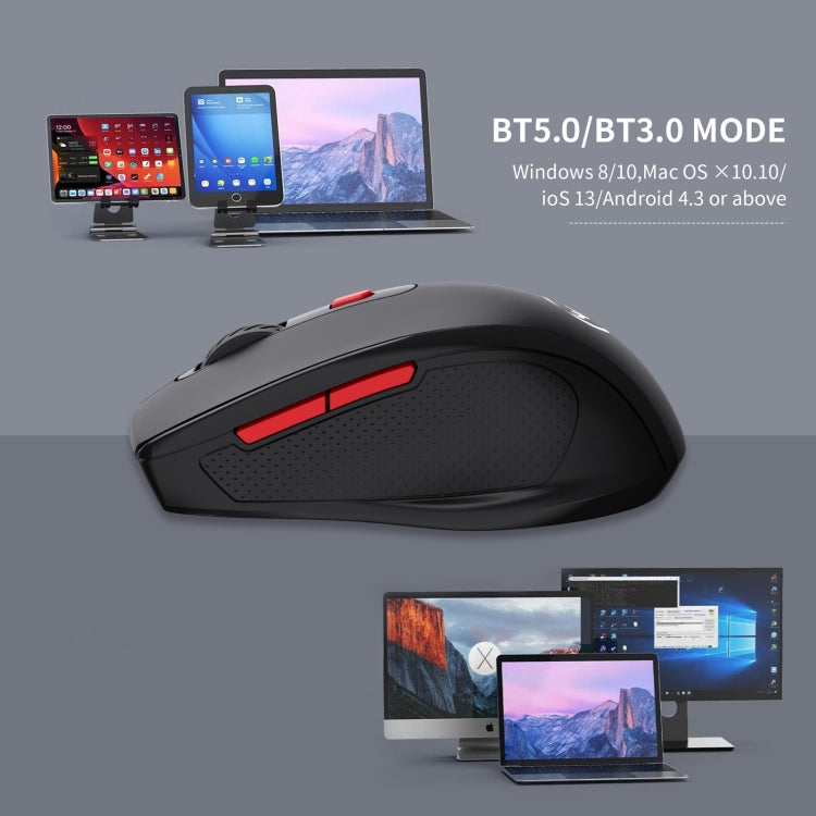 HXSJ T67 Bluetooth 3.0+5.0 Simple Style Mute Wireless Mouse(Black) - Wireless Mice by HXSJ | Online Shopping South Africa | PMC Jewellery | Buy Now Pay Later Mobicred