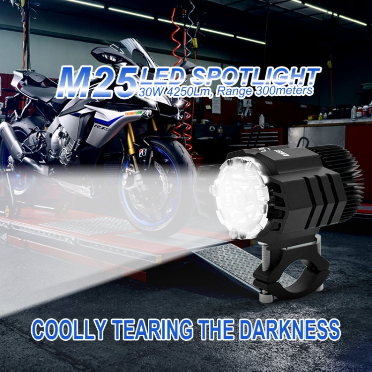 2 PCS M25 DC10V-80V 30W Motorcycle / Car IP65 Waterproof Aluminum Alloy External LED Glare Small Steel Cannon Headlight Spotlight - Headlights by PMC Jewellery | Online Shopping South Africa | PMC Jewellery | Buy Now Pay Later Mobicred