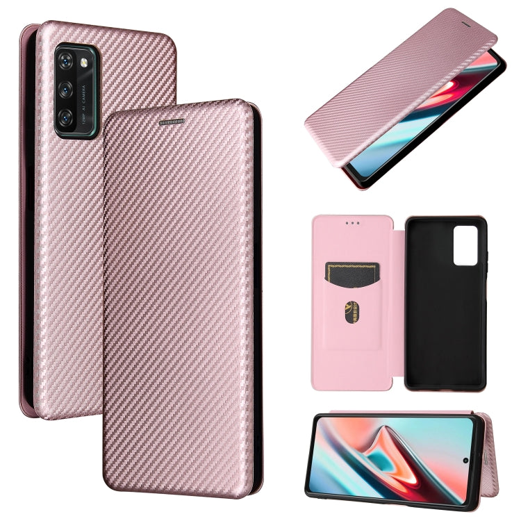 For Blackview A100 Carbon Fiber Texture Horizontal Flip TPU + PC + PU Leather Case with Card Slot(Pink) - More Brand by PMC Jewellery | Online Shopping South Africa | PMC Jewellery