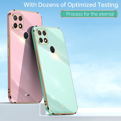 For OPPO A15 XINLI Straight 6D Plating Gold Edge TPU Shockproof Case(Pink) - OPPO Cases by XINLI | Online Shopping South Africa | PMC Jewellery | Buy Now Pay Later Mobicred
