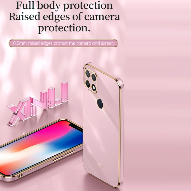 For OPPO A15 XINLI Straight 6D Plating Gold Edge TPU Shockproof Case(Pink) - OPPO Cases by XINLI | Online Shopping South Africa | PMC Jewellery | Buy Now Pay Later Mobicred