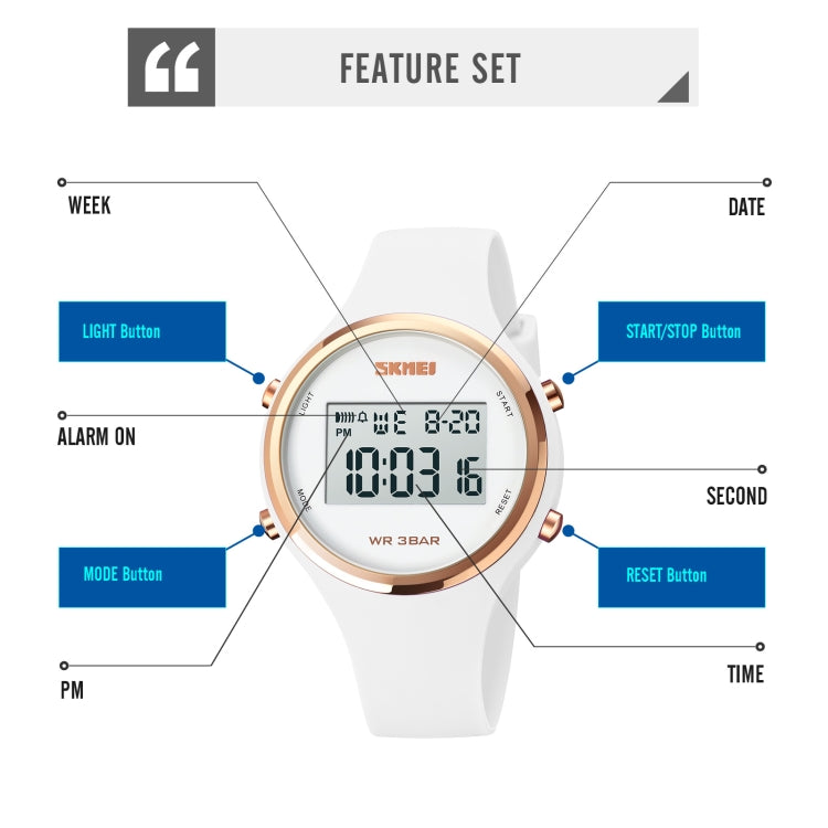 SKMEI 1720 Round Dial LED Digital Display Luminous Silicone Strap Electronic Watch(Rose Red) - free shipping - PMC TechLife - Order now!