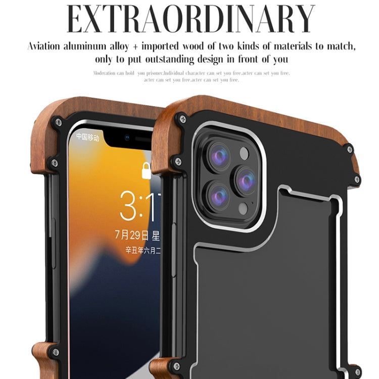 For iPhone 13 Pro R-JUST Ironwood Man Shockproof Metal + Wood Bumper Protective Case - iPhone 13 Pro Cases by R-JUST | Online Shopping South Africa | PMC TechLife | Buy Now Pay Later Mobicred