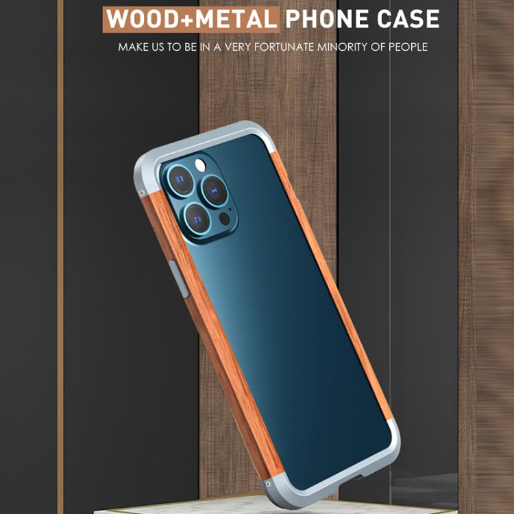 For iPhone 13 Pro R-JUST Shockproof Iron + Wood Bumper Protective Case - iPhone 13 Pro Cases by R-JUST | Online Shopping South Africa | PMC Jewellery