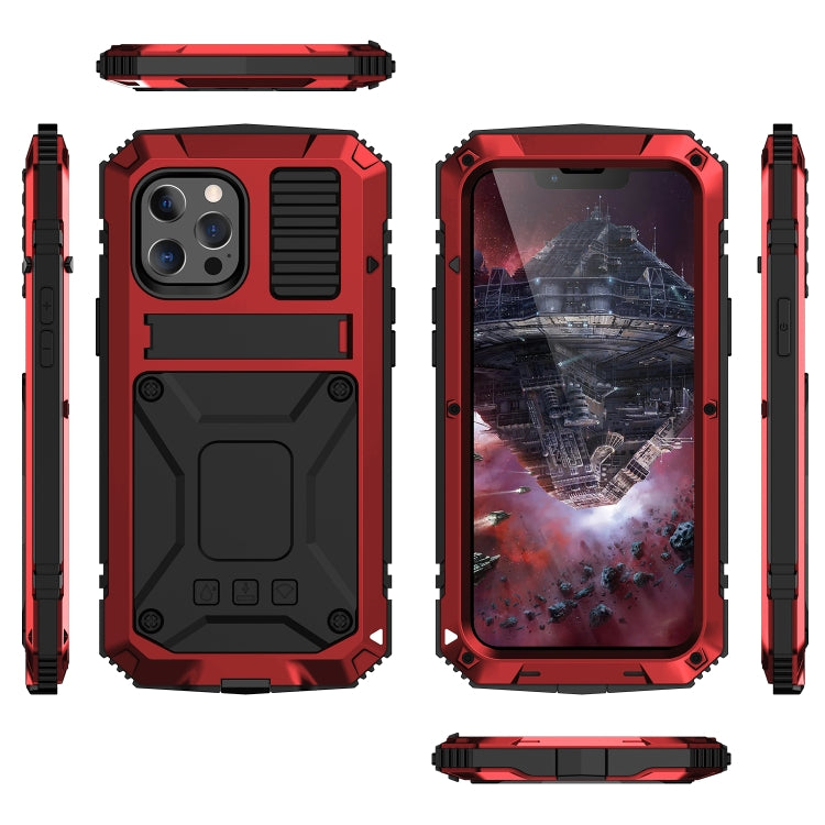 For iPhone 13 Pro Max R-JUST Shockproof Waterproof Dust-proof Metal + Silicone Protective Case with Holder (Red) - iPhone 13 Pro Max Cases by R-JUST | Online Shopping South Africa | PMC TechLife | Buy Now Pay Later Mobicred