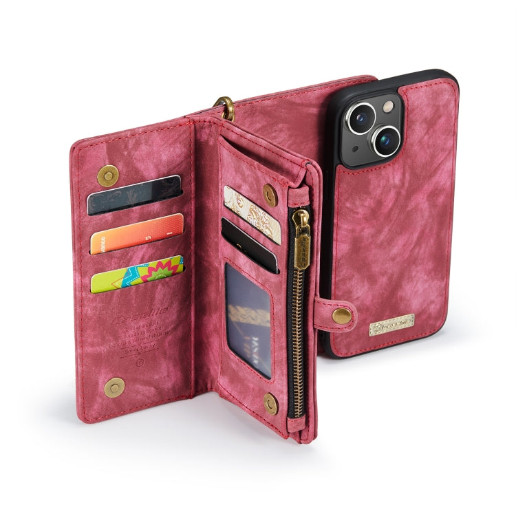 For iPhone 13 mini CaseMe-008 Detachable Multifunctional Horizontal Flip Leather Case with Card Slot & Holder & Zipper Wallet & Photo Frame (Red) - iPhone 13 mini Cases by CaseMe | Online Shopping South Africa | PMC Jewellery | Buy Now Pay Later Mobicred