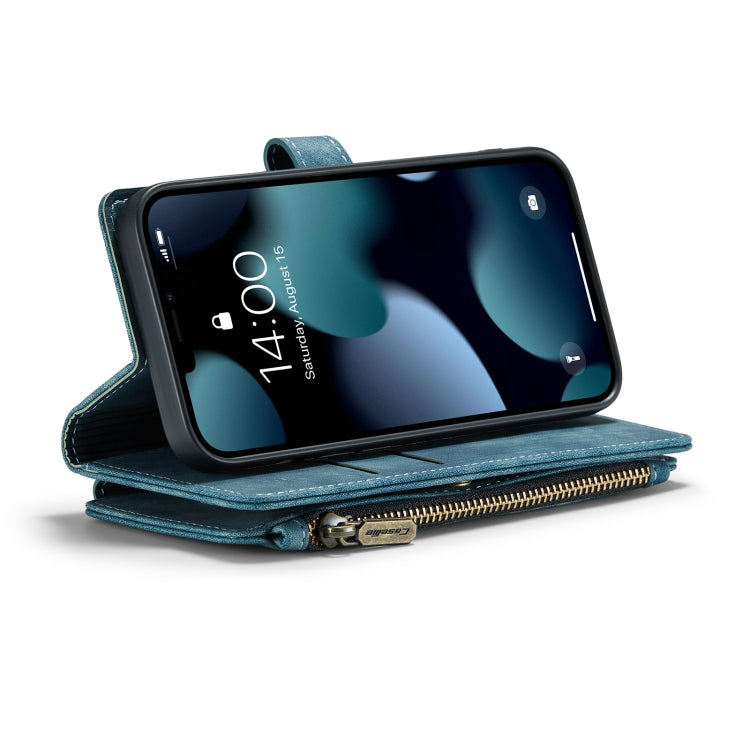 For iPhone 13 CaseMe-C30 PU + TPU Multifunctional Horizontal Flip Leather Case with Holder & Card Slot & Wallet & Zipper Pocket(Blue) - iPhone 13 Cases by CaseMe | Online Shopping South Africa | PMC Jewellery | Buy Now Pay Later Mobicred