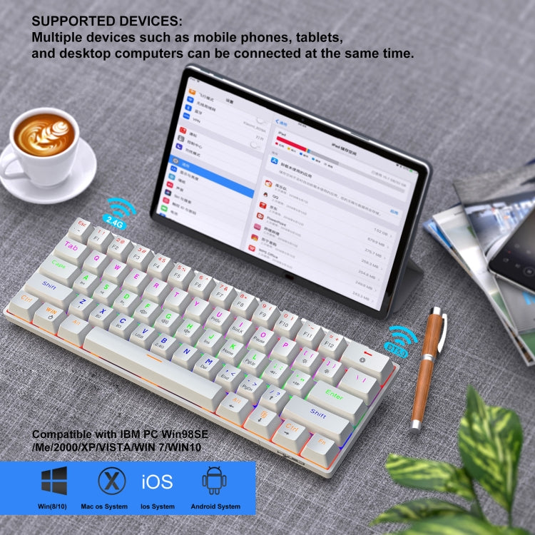 HXSJ L800 61 Keys Bluetooth 5.0 / 2.4G Wireless / Type-C Wired Three Modes Blue Shaft Mechanical Keyboard(Black) - Wireless Keyboard by HXSJ | Online Shopping South Africa | PMC Jewellery | Buy Now Pay Later Mobicred