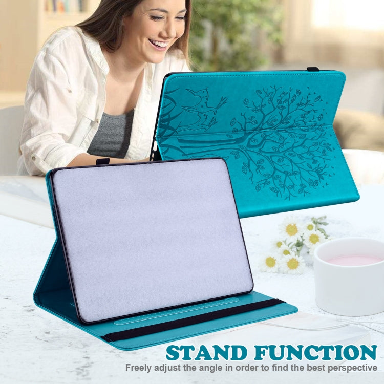For Huawei MatePad Pro 10.8 2021 Tree & Deer Pattern Pressed Printing Horizontal Flip PU Leather Case with Holder & Card Slots(Blue) - Huawei by PMC TechLife | Online Shopping South Africa | PMC TechLife | Buy Now Pay Later Mobicred