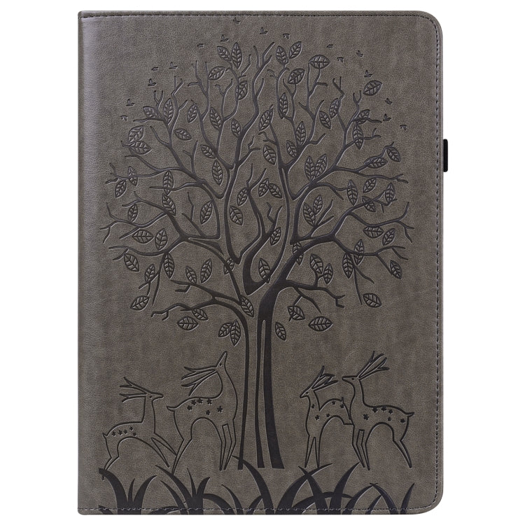 For Amazon Kindle Fire HD 10 / 10 Plus 2021 Tree & Deer Pattern Pressed Printing Horizontal Flip PU Leather Case with Holder & Card Slots(Grey) - Amazon by PMC TechLife | Online Shopping South Africa | PMC TechLife | Buy Now Pay Later Mobicred