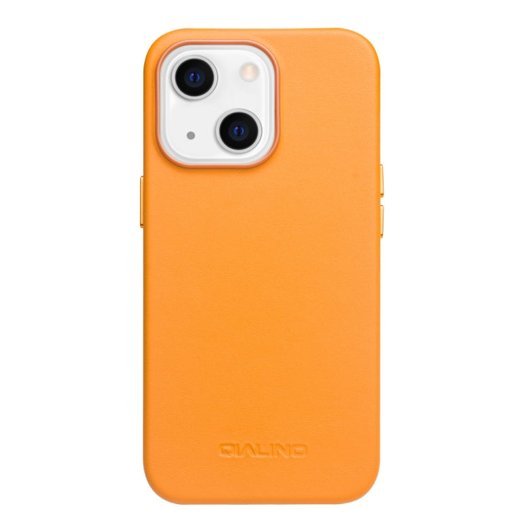 For iPhone 13 mini QIALINO Nappa Cowhide MagSafe Magnetic Protective Case (Orange) - iPhone 13 mini Cases by QIALINO | Online Shopping South Africa | PMC Jewellery | Buy Now Pay Later Mobicred