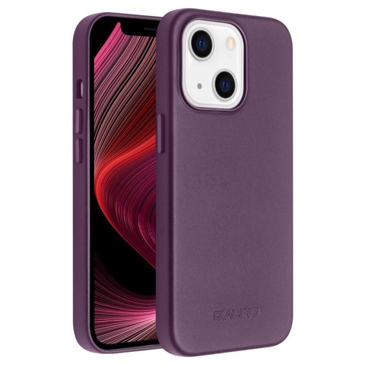For iPhone 13 mini QIALINO Nappa Cowhide MagSafe Magnetic Protective Case (Purple Crystal) - free shipping - PMC Jewellery - Order now!