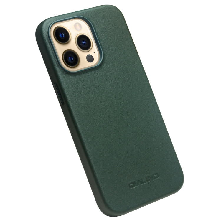 For iPhone 13 Pro Max QIALINO Nappa Cowhide MagSafe Magnetic Protective Case (Dark Green) - iPhone 13 Pro Max Cases by QIALINO | Online Shopping South Africa | PMC Jewellery | Buy Now Pay Later Mobicred