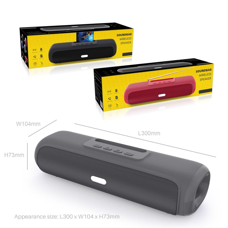 NewRixing NR-2027 TWS Long Bar Shaped Bluetooth Speaker with Mobile Phone Holder(Red) - Desktop Speaker by NewRixing | Online Shopping South Africa | PMC Jewellery | Buy Now Pay Later Mobicred