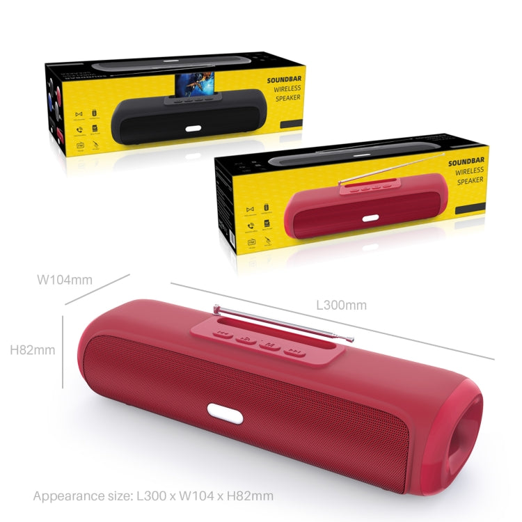 NewRixing NR-2027FM TWS Soundbar Bluetooth Speaker with Mobile Phone Holder & Antenna(Red) - Desktop Speaker by NewRixing | Online Shopping South Africa | PMC Jewellery | Buy Now Pay Later Mobicred