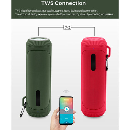 NewRixing NR-4016A TWS Outdoor Splashproof Bluetooth Speaker with Carabiner Handle & SOS Flashlight(Red) - Desktop Speaker by NewRixing | Online Shopping South Africa | PMC Jewellery | Buy Now Pay Later Mobicred