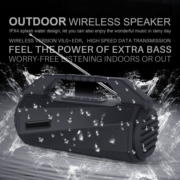 NewRixing NR-4025FM Outdoor Splash-proof Water Portable Bluetooth Speaker, Support Hands-free Call / TF Card / FM / U Disk(Black) - Desktop Speaker by NewRixing | Online Shopping South Africa | PMC Jewellery | Buy Now Pay Later Mobicred