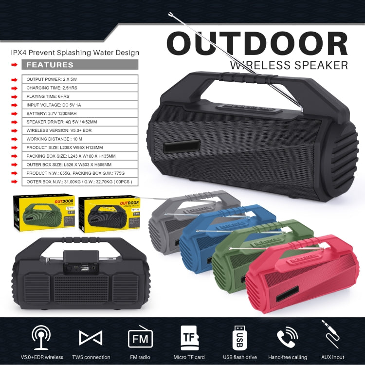 NewRixing NR-4025FM Outdoor Splash-proof Water Portable Bluetooth Speaker, Support Hands-free Call / TF Card / FM / U Disk(Red) - Desktop Speaker by NewRixing | Online Shopping South Africa | PMC Jewellery | Buy Now Pay Later Mobicred