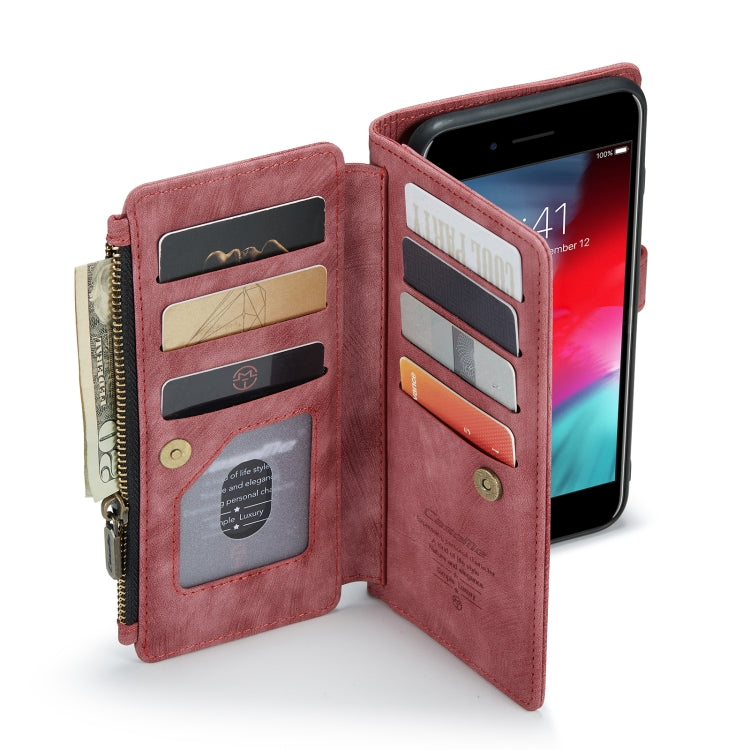 CaseMe-C30 PU + TPU Multifunctional Horizontal Flip Leather Case with Holder & Card Slot & Wallet & Zipper Pocket For iPhone 8 Plus & 7 Plus & 6 Plus(Red) - More iPhone Cases by CaseMe | Online Shopping South Africa | PMC Jewellery | Buy Now Pay Later Mobicred