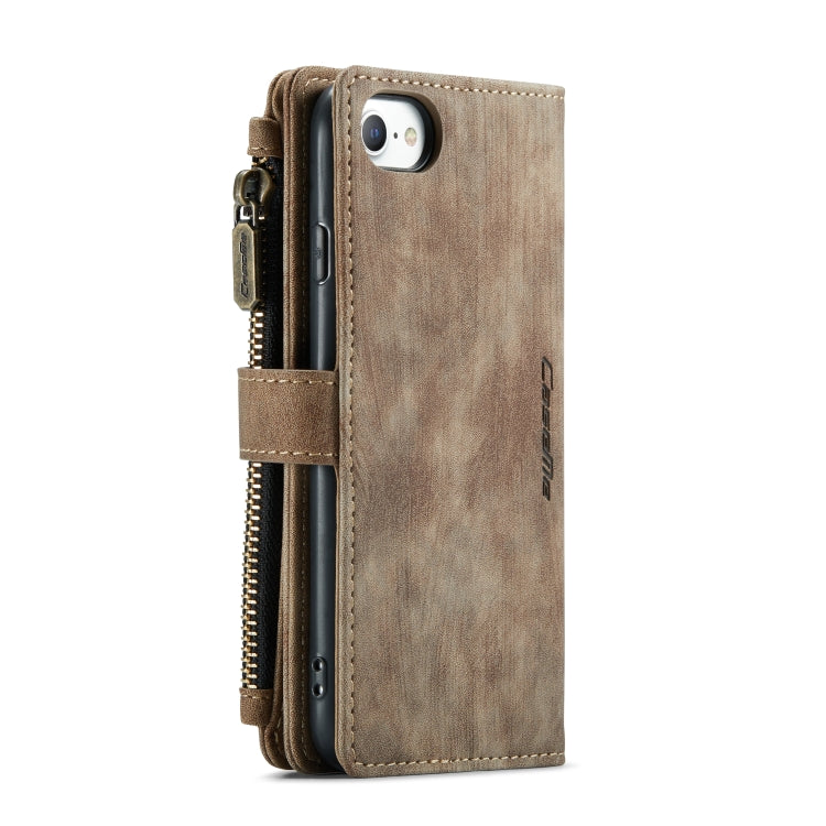 For iPhone SE 2022 / SE 2020 / 8 / 7 / 6 CaseMe-C30 PU + TPU Multifunctional Horizontal Flip Leather Case with Holder & Card Slot & Wallet & Zipper Pocke(Brown) - iPhone SE 2022 / 2020 / 8 / 7 Cases by CaseMe | Online Shopping South Africa | PMC Jewellery