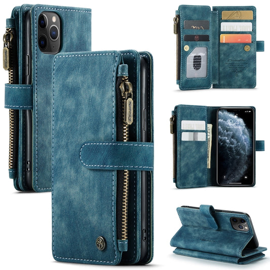 For iPhone 11 Pro CaseMe-C30 PU + TPU Multifunctional Horizontal Flip Leather Case with Holder & Card Slot & Wallet & Zipper Pocket (Blue) - iPhone 11 Pro Cases by CaseMe | Online Shopping South Africa | PMC Jewellery | Buy Now Pay Later Mobicred