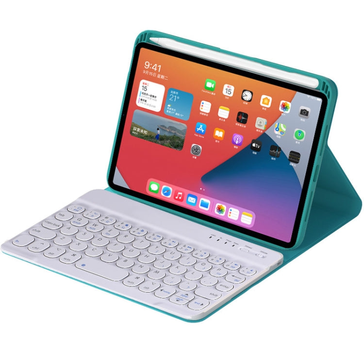 HY006 Round Keys Detachable Bluetooth Keyboard Leather Tablet Case with Holder for iPad mini 6(Dark Green) - For iPad mini by PMC TechLife | Online Shopping South Africa | PMC TechLife