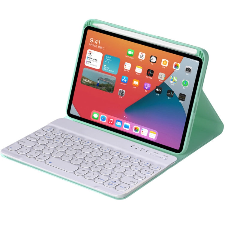 HY006 Round Keys Detachable Bluetooth Keyboard Leather Tablet Case with Holder for iPad mini 6(Mint Green) - For iPad mini by PMC TechLife | Online Shopping South Africa | PMC TechLife