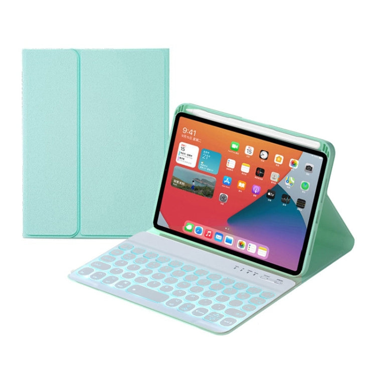 HY006D Round Keys Detachable Bluetooth Keyboard Leather Tablet Case with Colorful Backlight & Holder for iPad mini 6(Mint Green) - For iPad mini by PMC TechLife | Online Shopping South Africa | PMC TechLife