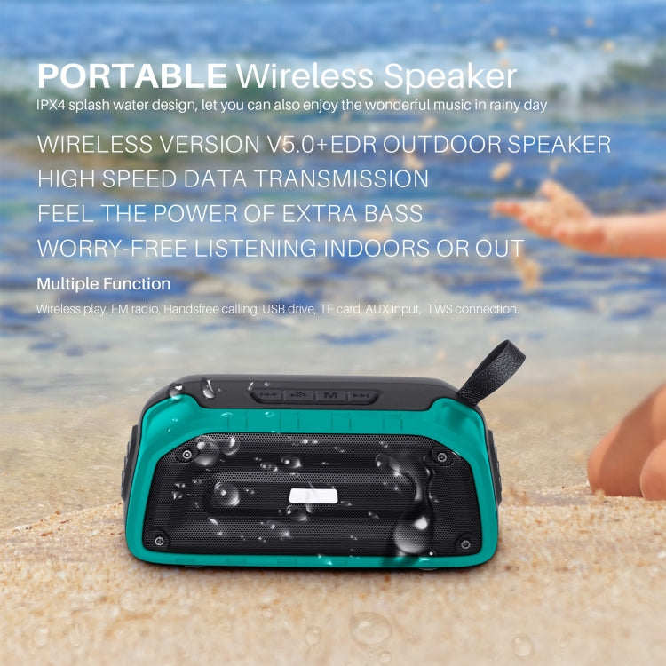 New Rixing NR-906 TWS Waterproof Bluetooth Speaker Support Hands-free Call / FM with Handle(Black) - Desktop Speaker by NewRixing | Online Shopping South Africa | PMC Jewellery | Buy Now Pay Later Mobicred