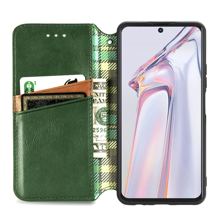 For Blackview A100 Cubic Grid Pressed Horizontal Flip Magnetic PU Leather Case with Holder & Card Slots & Wallet(Green) - More Brand by PMC Jewellery | Online Shopping South Africa | PMC Jewellery | Buy Now Pay Later Mobicred