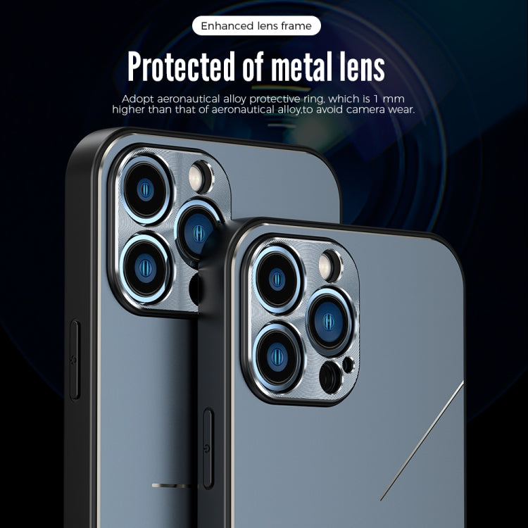 For iPhone 12 Pro R-JUST RJ-52 3-Line Style Metal TPU Shockproof Protective Case(Black) - iPhone 12 / 12 Pro Cases by R-JUST | Online Shopping South Africa | PMC Jewellery