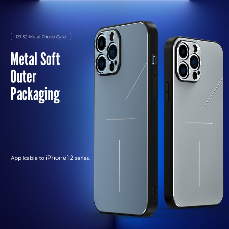 For iPhone 12 Pro R-JUST RJ-52 3-Line Style Metal TPU Shockproof Protective Case(Blue) - iPhone 12 / 12 Pro Cases by R-JUST | Online Shopping South Africa | PMC TechLife | Buy Now Pay Later Mobicred